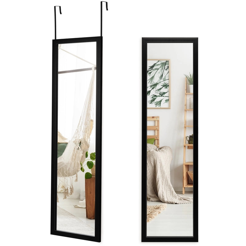 Full Length Mirror with Hanging Hooks for Bedroom Black