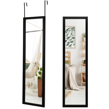 Full Length Mirror with Hanging Hooks for Bedroom Black