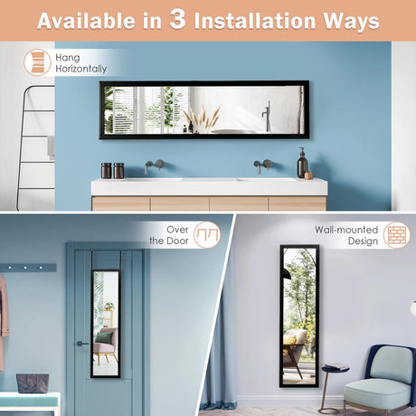 Full Length Mirror with Hanging Hooks for Bedroom Black