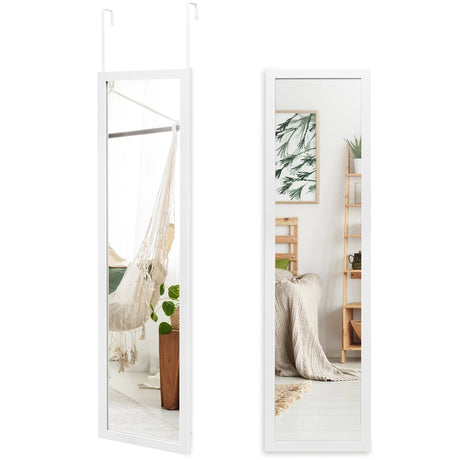 Full Length Mirror with Hanging Hooks for Bedroom White