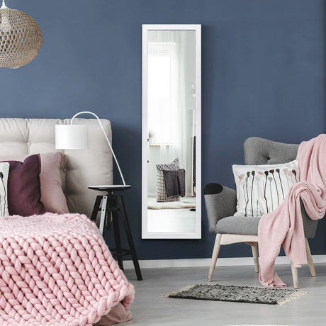 Full Length Mirror with Hanging Hooks for Bedroom White