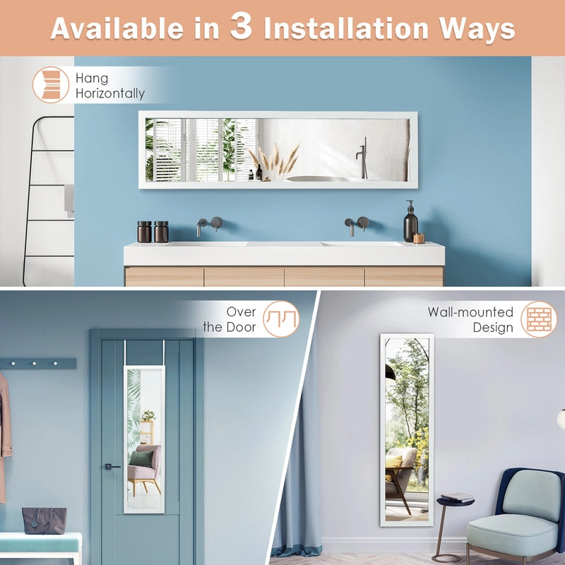 Full Length Mirror with Hanging Hooks for Bedroom White