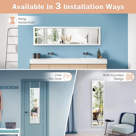 Full Length Mirror with Hanging Hooks for Bedroom White