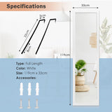 Full Length Mirror with Hanging Hooks for Bedroom White