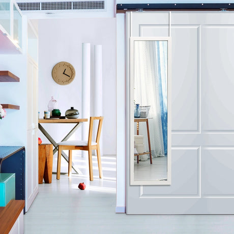 Full Length Mirror with Hanging Hooks for Bedroom White