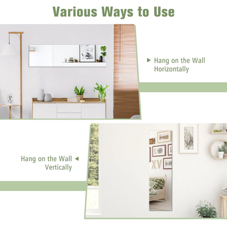 Full Length Rectangle Frameless Mirror with Beveled Edge for Living Room