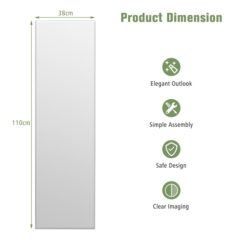 Full Length Rectangle Frameless Mirror with Beveled Edge for Living Room