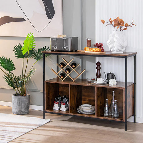 Modern Kitchen Buffet Sideboard with 3 Compartments-Rustic Brown