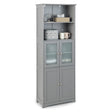6-Tier Freestanding Bathroom Cabinet with 2 Open Compartments and Adjustable Shelves-Gray