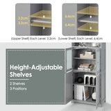 6-Tier Freestanding Bathroom Cabinet with 2 Open Compartments and Adjustable Shelves-Gray