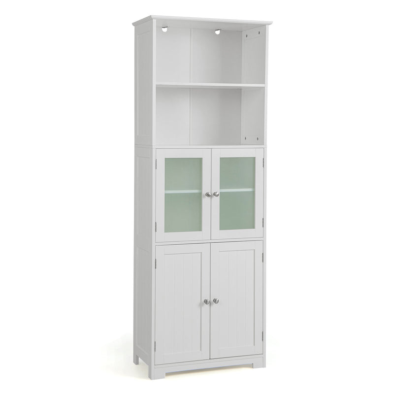163cm Freestanding Bathroom Cabinet with 2 Compartments & Adjustable Shelves
