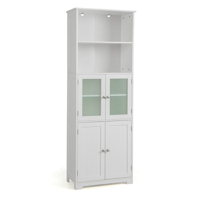 163cm Freestanding Bathroom Cabinet with 2 Compartments & Adjustable Shelves