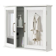 2-Tier Bathroom Wall-Mounted Mirror Storage Cabinet with Handles-White
