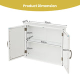2-Tier Bathroom Wall-Mounted Mirror Storage Cabinet with Handles-White