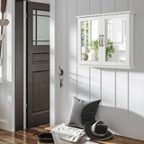 2-Tier Bathroom Wall-Mounted Mirror Storage Cabinet with Handles-White