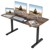 Height Adjustable Home Office Computer Desk with Headphone Hook-Brown