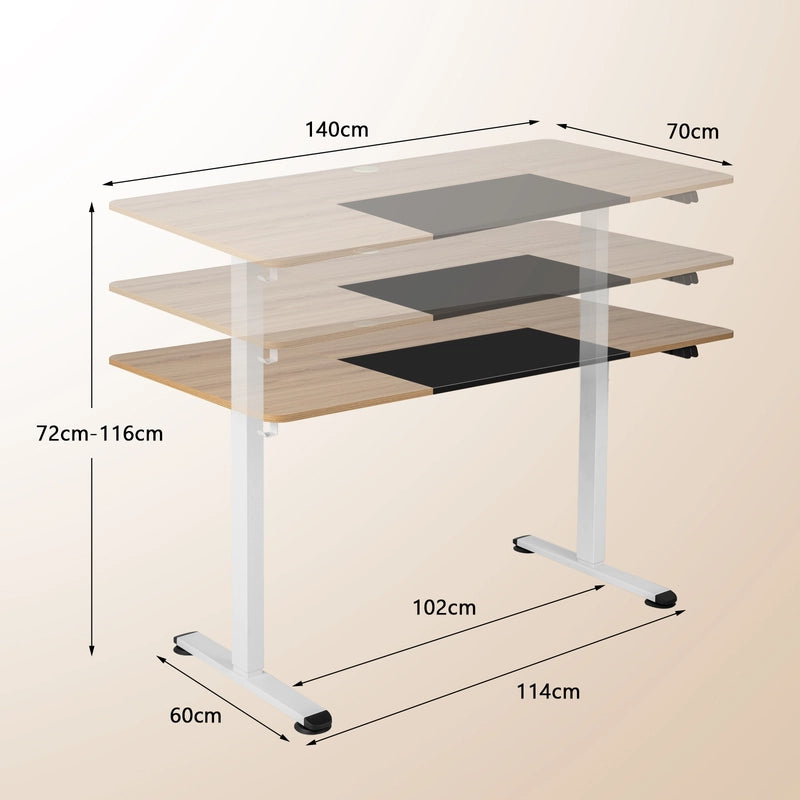 Height Adjustable Home Office Computer Desk with Headphone Hook-Natural