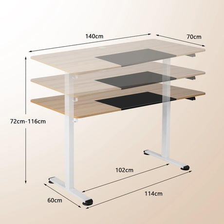 Height Adjustable Home Office Computer Desk with Headphone Hook-Natural