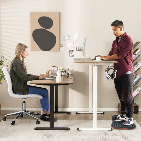 Height Adjustable Home Office Computer Desk with Headphone Hook-Natural
