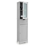 Tall Floor Storage Cabinet with 2 Doors and 1 Drawer for Bathroom-Gray