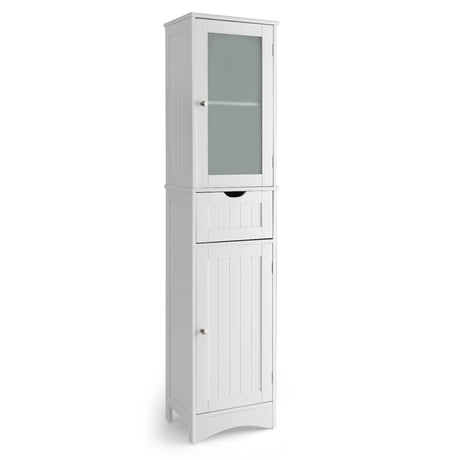 Tall Bathroom Storage Cabinet with 2 Doors & 1 Drawer