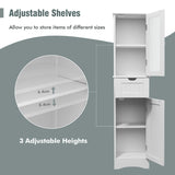 Tall Bathroom Storage Cabinet with 2 Doors & 1 Drawer