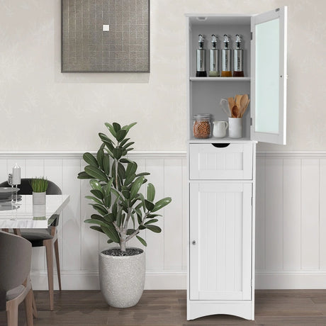 Tall Bathroom Storage Cabinet with 2 Doors & 1 Drawer