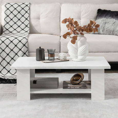 Modern Coffee Table with Storage Shelf for Living Room