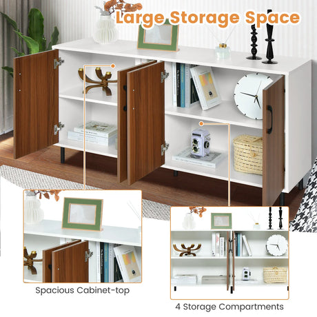 4-Door Kitchen Buffet Sideboard for Living Room, Dining Room, Kitchen