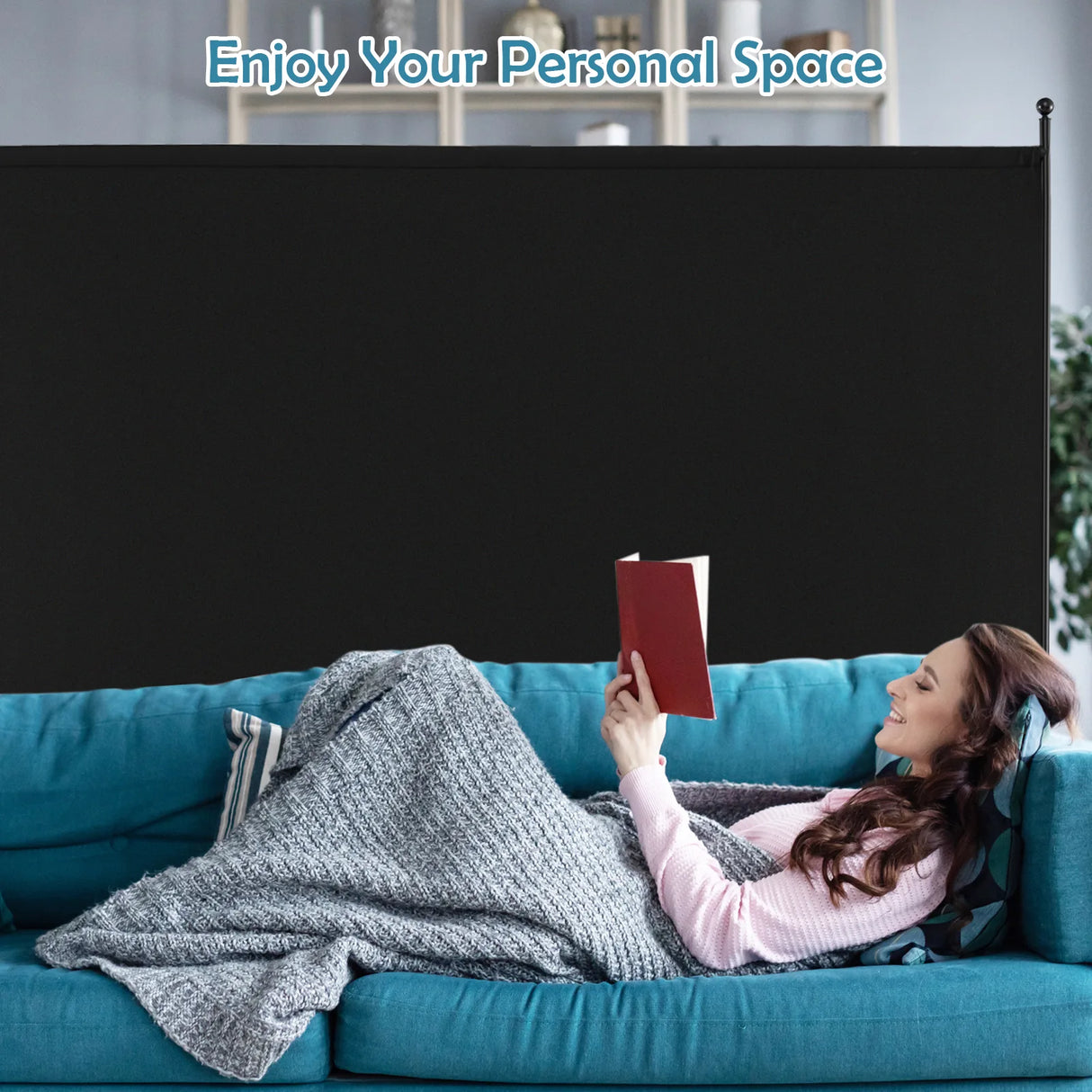 6 Feet Single Panel Rolling Room Divider with Smooth Wheels