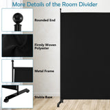 6 Feet Single Panel Rolling Room Divider with Smooth Wheels