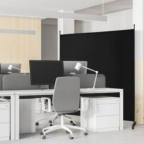 6 Feet Single Panel Rolling Room Divider with Smooth Wheels