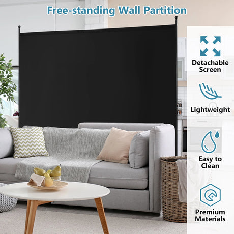 6 Feet Single Panel Rolling Room Divider with Smooth Wheels