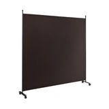 6 Feet Single Panel Rolling Room Divider with Smooth Wheels-Brown