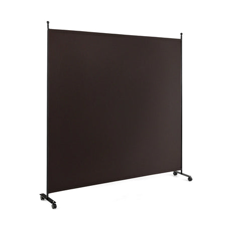 6 Feet Single Panel Rolling Room Divider with Smooth Wheels-Brown
