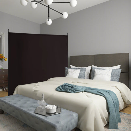 6 Feet Single Panel Rolling Room Divider with Smooth Wheels-Brown
