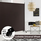 6 Feet Single Panel Rolling Room Divider with Smooth Wheels-Brown