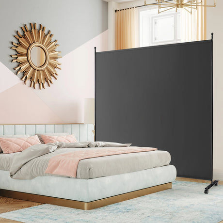 Single Panel Rolling Room Divide rwith Wheels-Grey