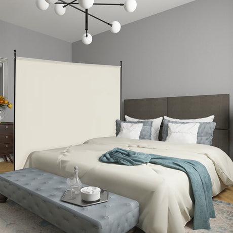 6 Feet Single Panel Rolling Room Divider with Smooth Wheels-White