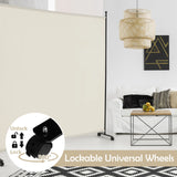 6 Feet Single Panel Rolling Room Divider with Smooth Wheels-White