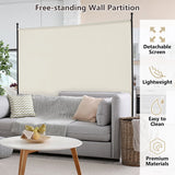 6 Feet Single Panel Rolling Room Divider with Smooth Wheels-White