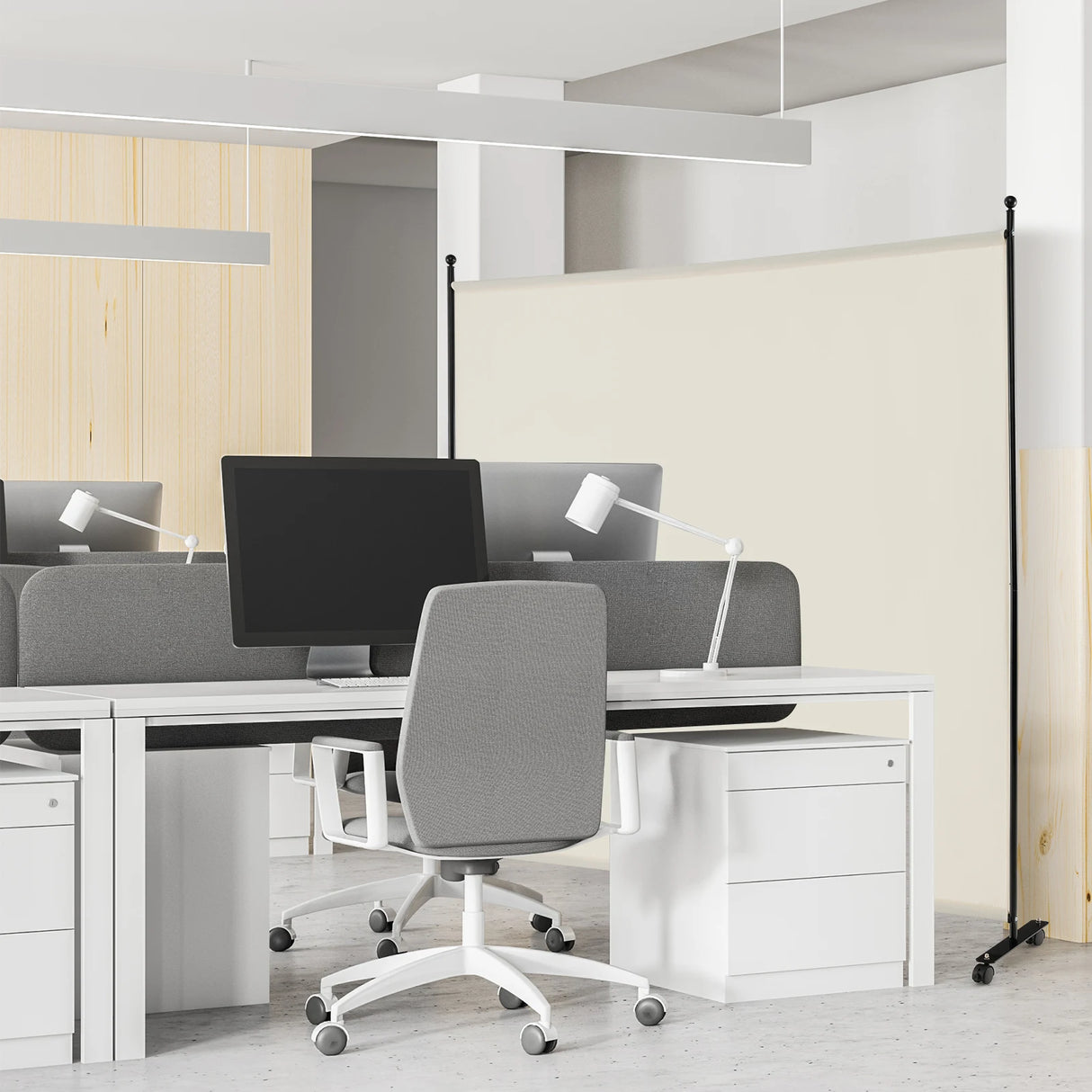 6 Feet Single Panel Rolling Room Divider with Smooth Wheels-White