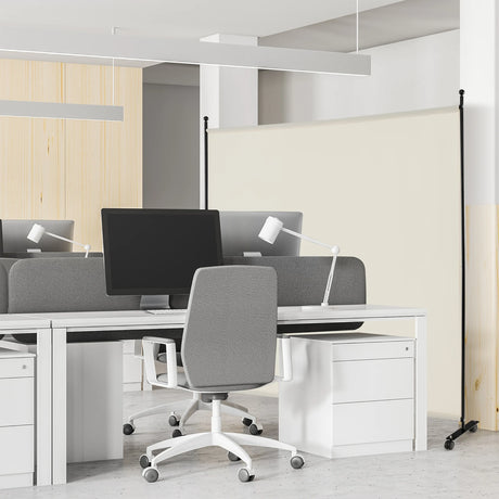 6 Feet Single Panel Rolling Room Divider with Smooth Wheels-White