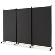 3 Panel Folding Room Divider with Lockable Wheels-Gray