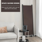 4-Panel Folding Room Divider 6 Feet Rolling Privacy Screen with Lockable Wheels-Brown