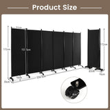 6 Panel 6Ft Tall Rolling Room Divider on Wheels-Black