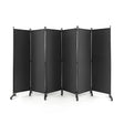 6 Panel 6Ft Tall Rolling Room Divider on Wheels-Gray