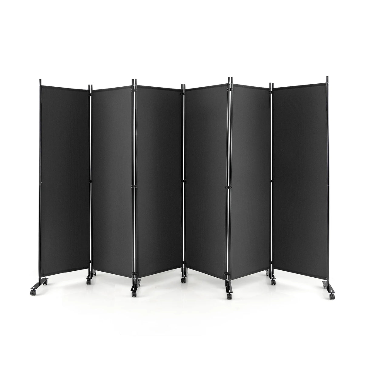 6 Panel 6Ft Tall Rolling Room Divider on Wheels-Gray