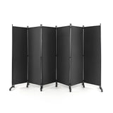 6 Panel 6Ft Tall Rolling Room Divider on Wheels-Gray