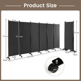 6 Panel 6Ft Tall Rolling Room Divider on Wheels-Gray